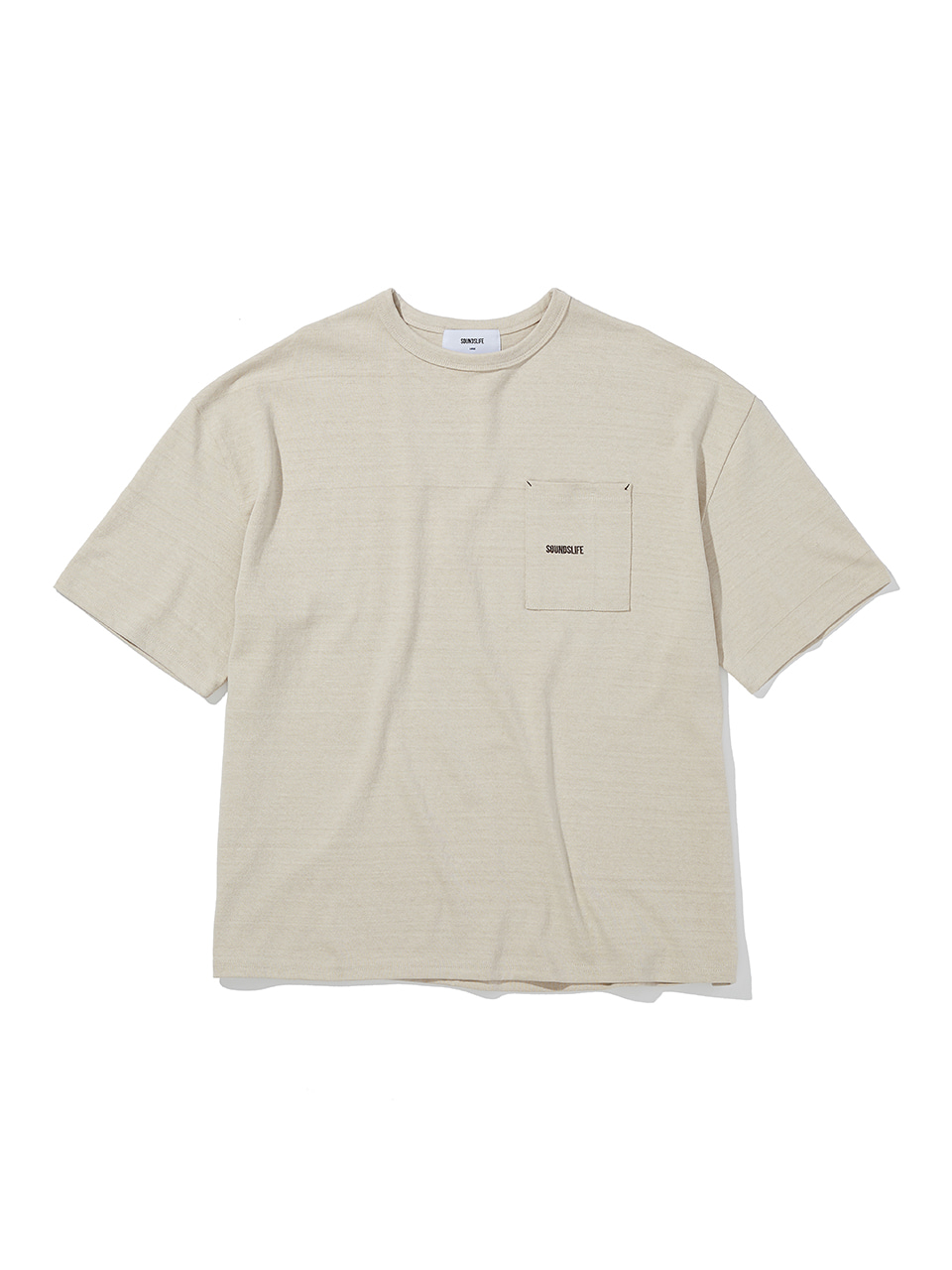 SOUNDSLIFE - Pigment Logo Pocket T-Shirt Beige