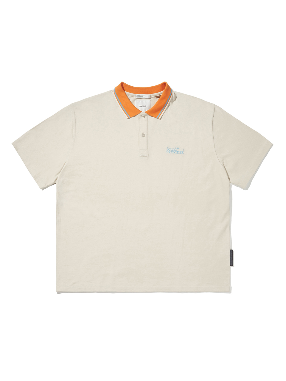 SOUNDSLIFE - Big Fit Stripe Collar Polo Shirt Beige