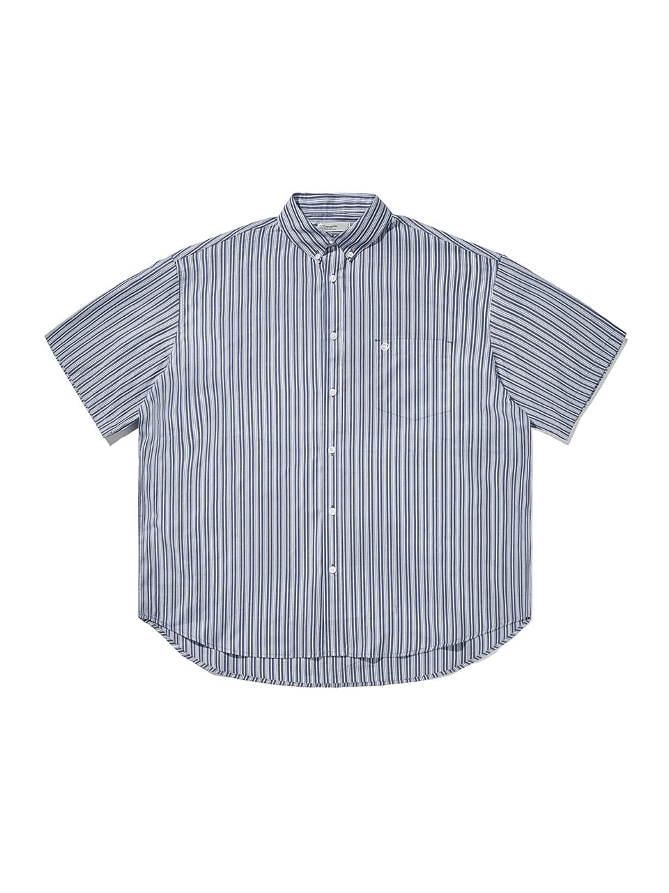 SOUNDSLIFE - [Japan Fabric] Back Loop Short Sleeve Stripe Shirt Navy